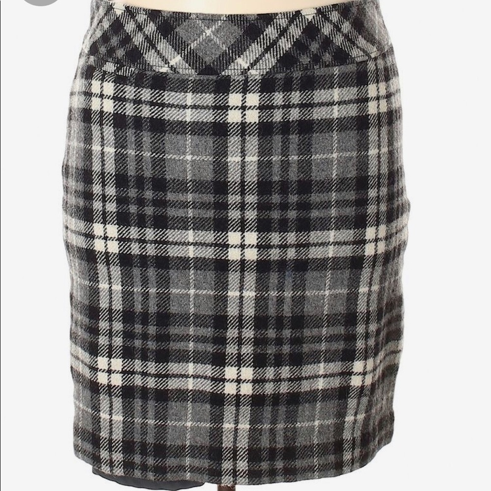 L.L. Bean Black and White Plaid Skirt